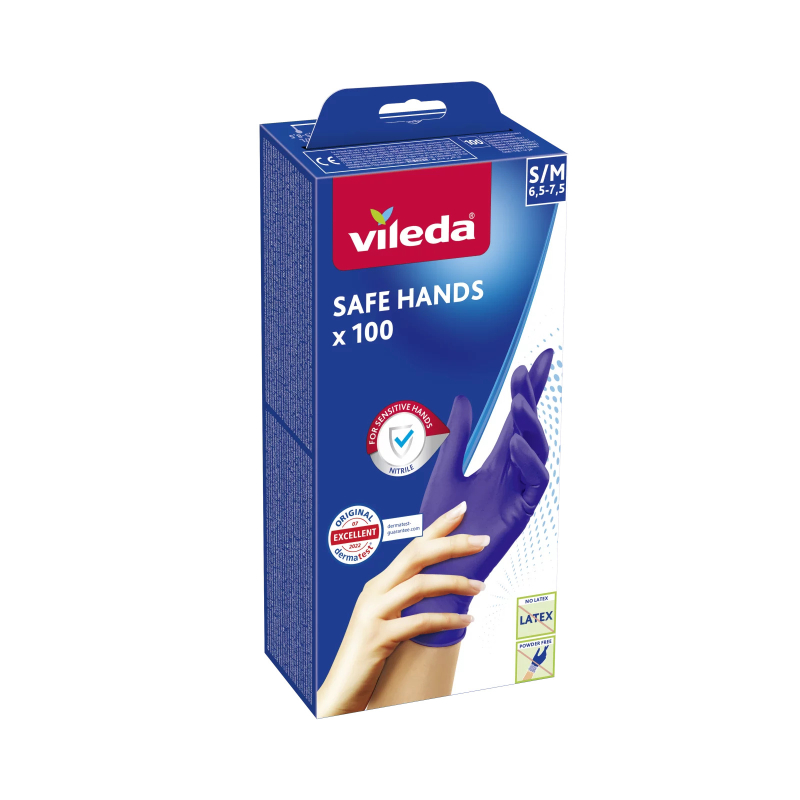 Rękawice nitrylowe Vileda Safe Hands rozmiar S / M 100 szt.